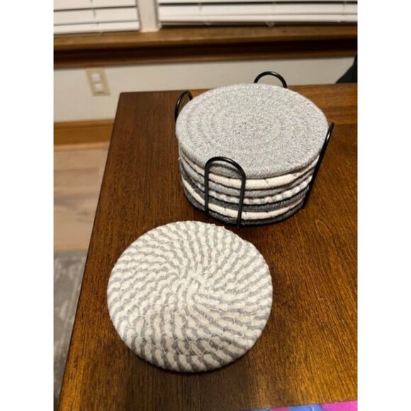 8 Pcs Drink Coasters with Holder 4 Colors Absorbent Coasters for Drinks - Picture 1 of 1